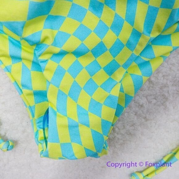 New! Set! It’s Now Cool x Free People checkered wave bikini set size S - Picture 4 of 16